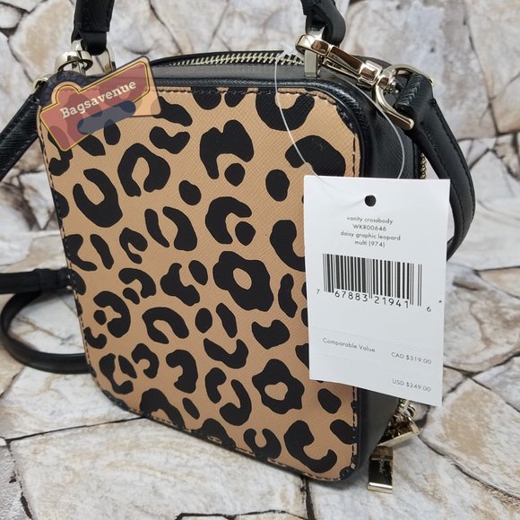 DAISY GRAPHIC LEOPARD VANITY CROSSBODY BAG WKR00646 NWT $249 BLACK KATE SPADE - Picture 7 of 7